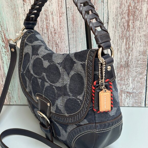 NWT Coach Poppy Denim Hobo 18991 - Sign Canvas and Blue Leather from 2011 - Picture 3 of 14